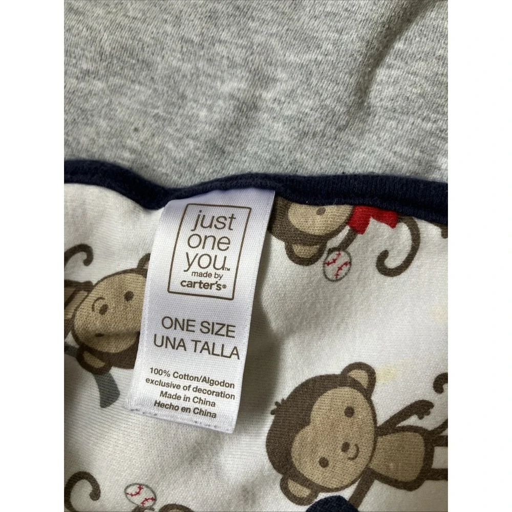 Carter's Just One You BASEBALL MONKEY Baby BLANKET‎ Cotton Lovey Security 25x31